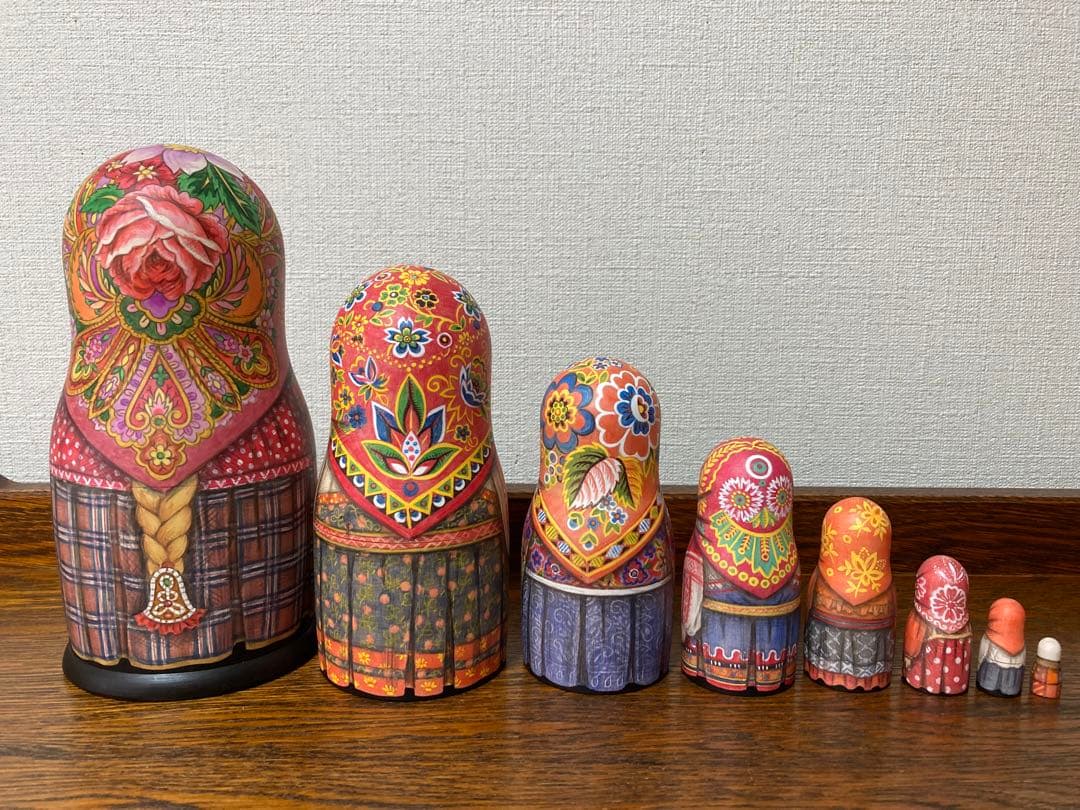 ロシア伝統衣装マトリョーシカ(8P)『赤のチンツ』コンクール受賞作品