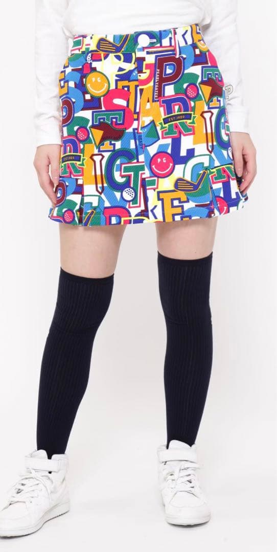 パーリーゲイツ カルゼジャガード裏起毛 スカート ＜カレッジロゴ＞ 総柄 0