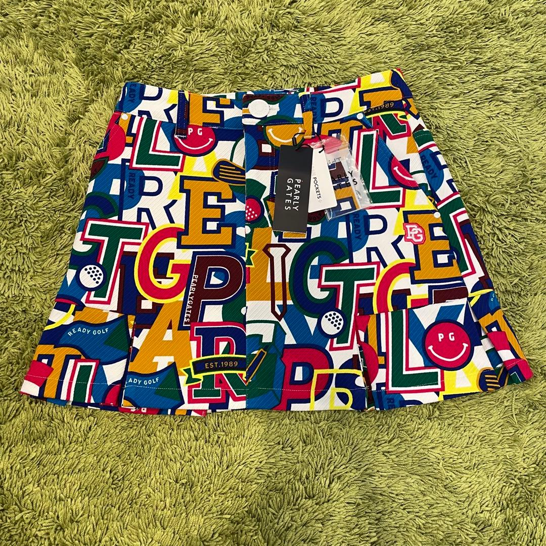 パーリーゲイツ カルゼジャガード裏起毛 スカート ＜カレッジロゴ＞ 総柄 0