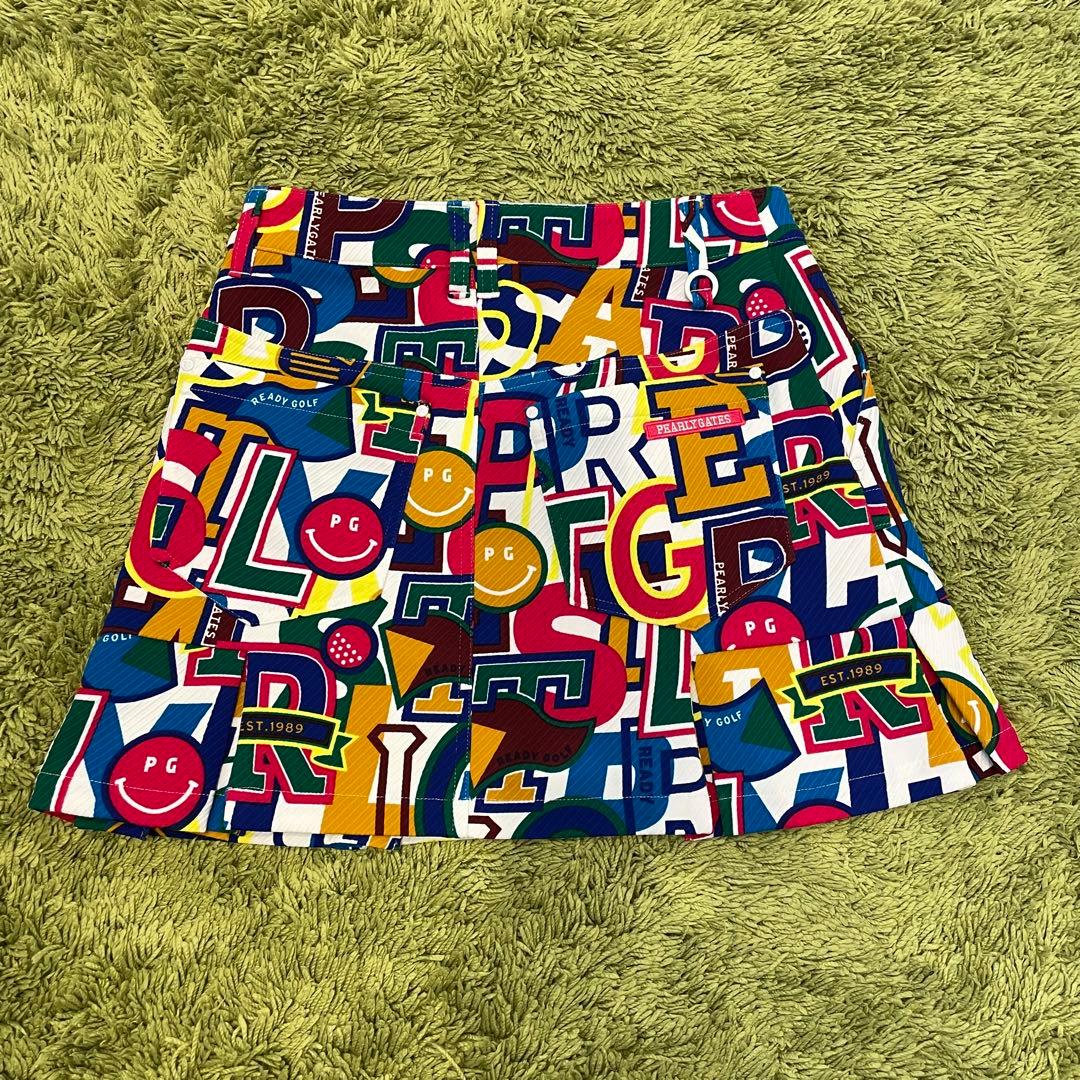 パーリーゲイツ カルゼジャガード裏起毛 スカート ＜カレッジロゴ＞ 総柄 0