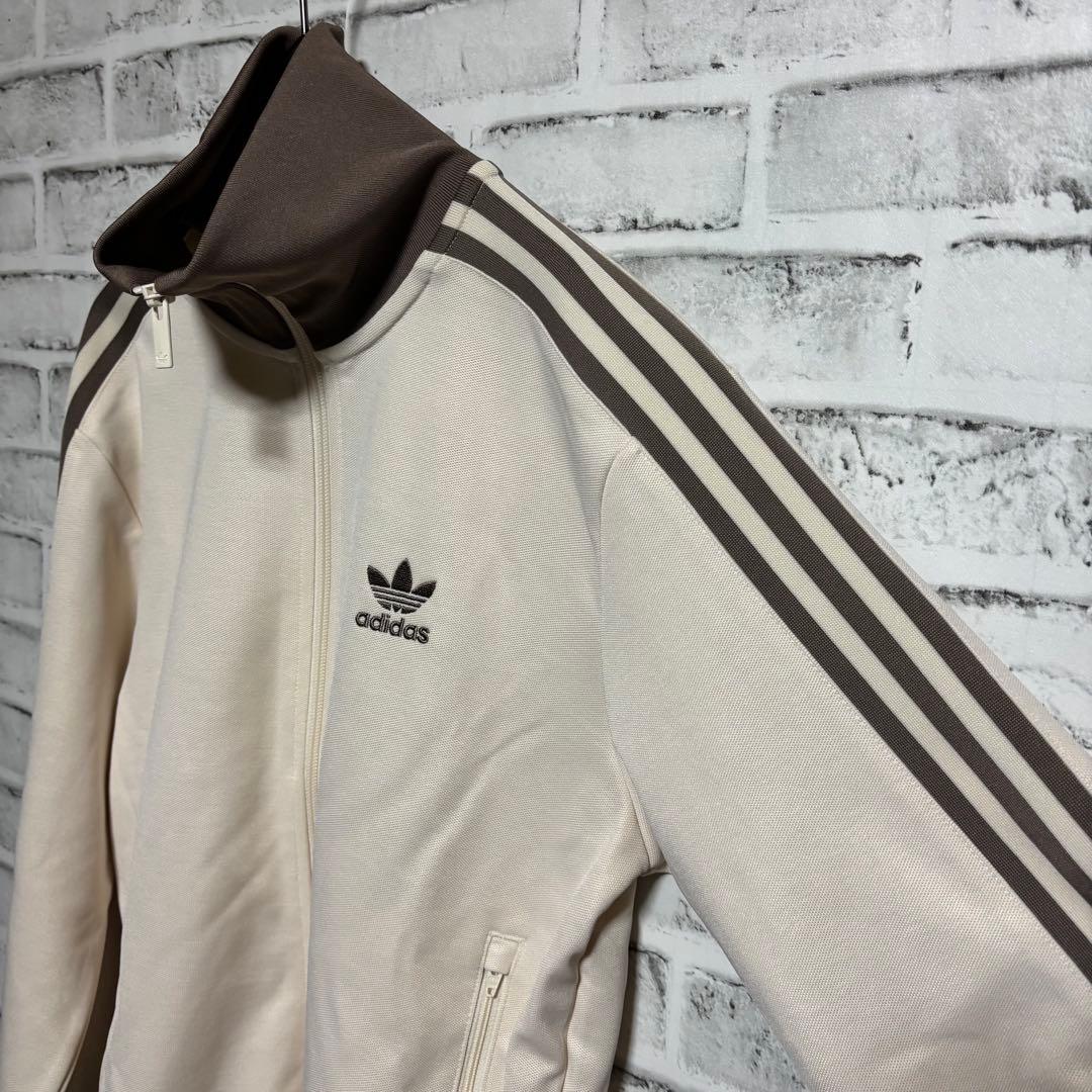 新品XL⭐️adidas トラックジャケット 刺繍 ベージュ×モカブラウン