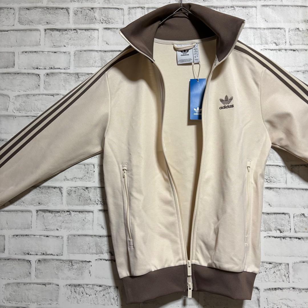 新品XL⭐️adidas トラックジャケット 刺繍 ベージュ×モカブラウン