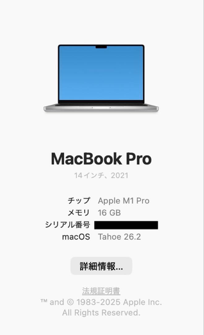 MacBook本体 MacBook Pro 14 inch M1 Pro US 16GB 512GB