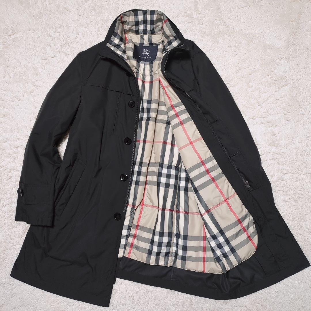 美品！バーバリーロンドン　ダウンライナー付きコート　M　メガチェック　黒