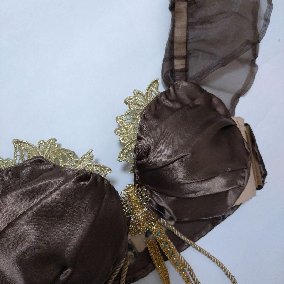 ベリーダンス セットアップ 衣装 ブラウン サテン 茶色 ブラベルト