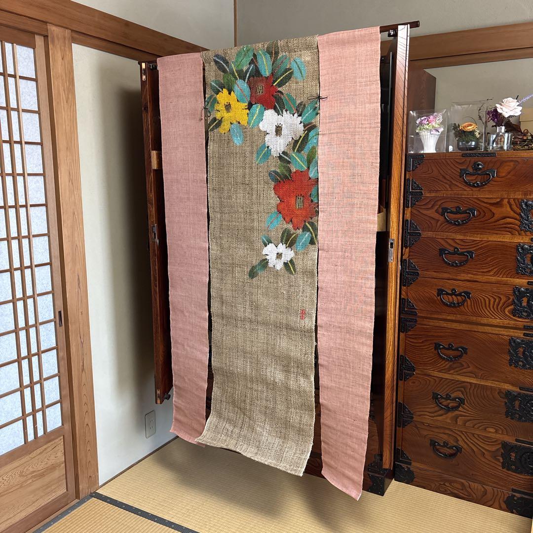 魯山人の四季 手描き本麻のれんコレクション 全4点 タペストリー 未
