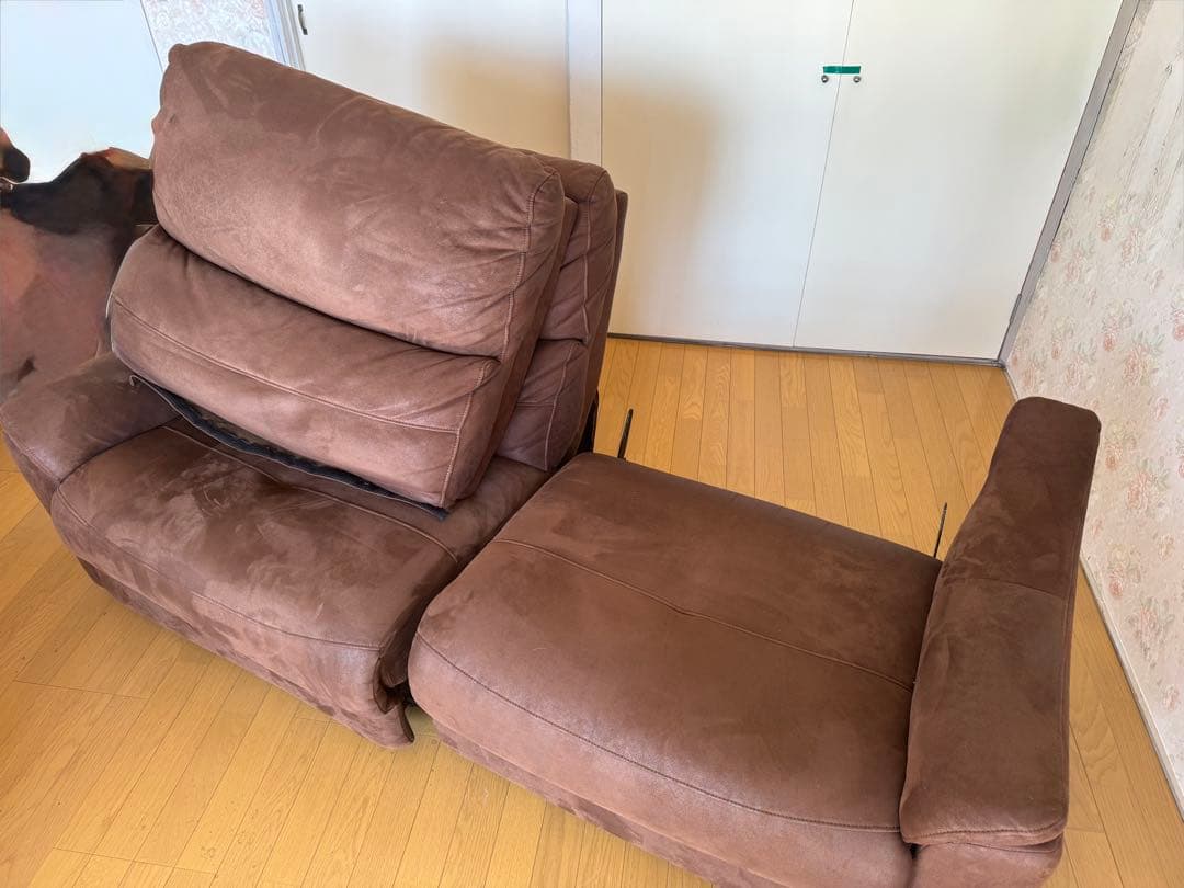 ブラウン リクライニングソファ 2人掛け