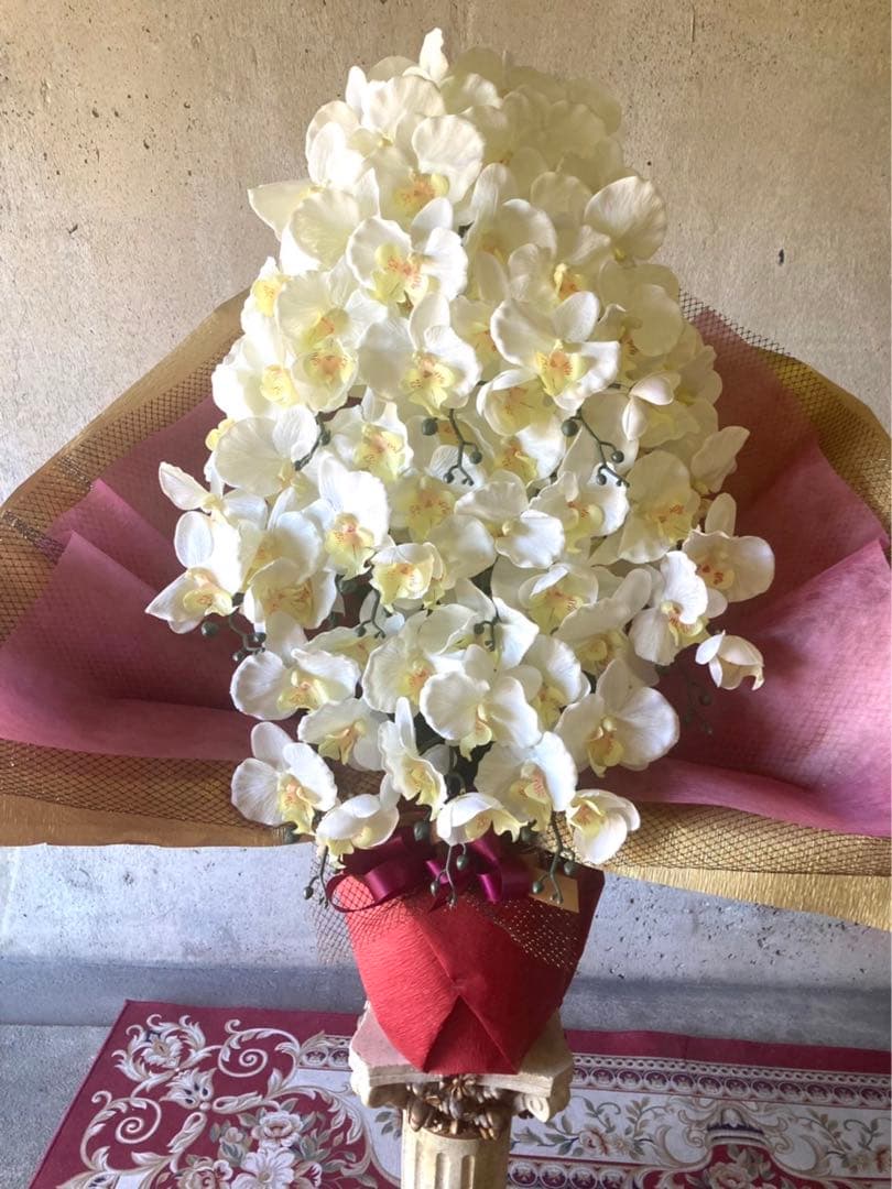 光触媒　人工観葉植物　ウォールグリーン　フェイクグリーン　胡蝶蘭１０本立て札付