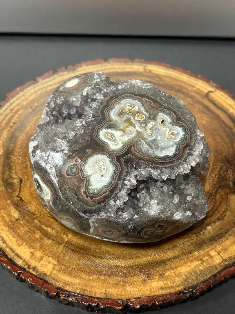 レア ウルグアイ産 ドゥルージーアメジスト スタラクタイトアイズ 383g