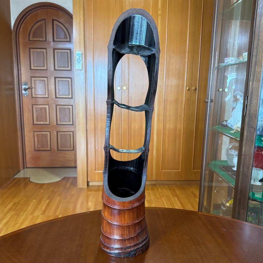 竹花入れ 丸竹花入 円筒形 大きめ 竹製 花器 フラワーベース 天然素材