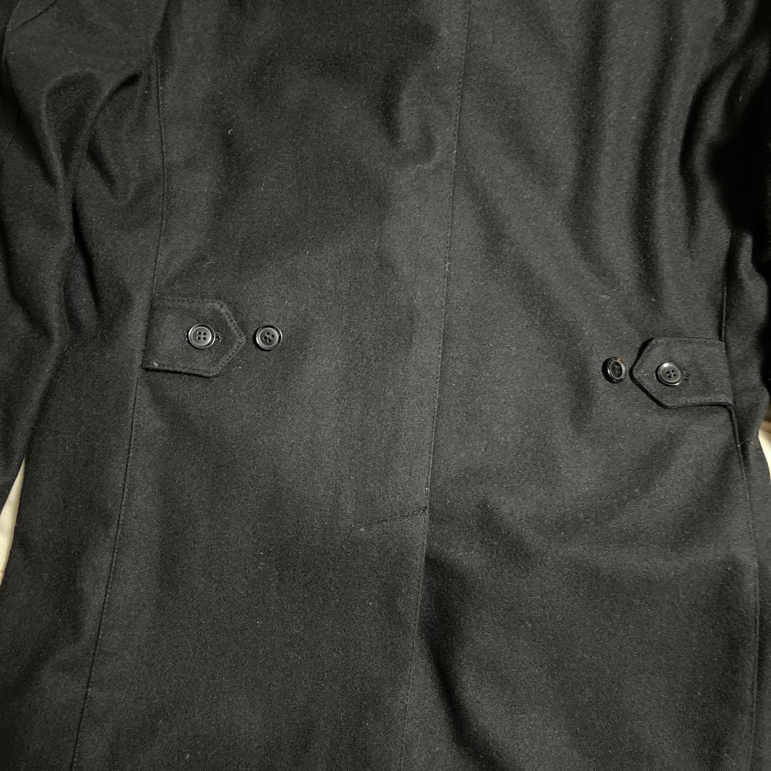 ブラック ステンカラーハーフコート カシミヤ・ウール混合　M 【美品】