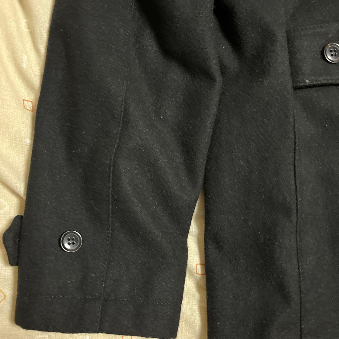 ブラック ステンカラーハーフコート カシミヤ・ウール混合　M 【美品】