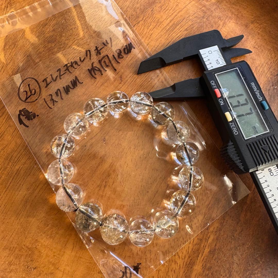 ⑦天然石　14.5mm エレスチャルクォーツ　内周19cm