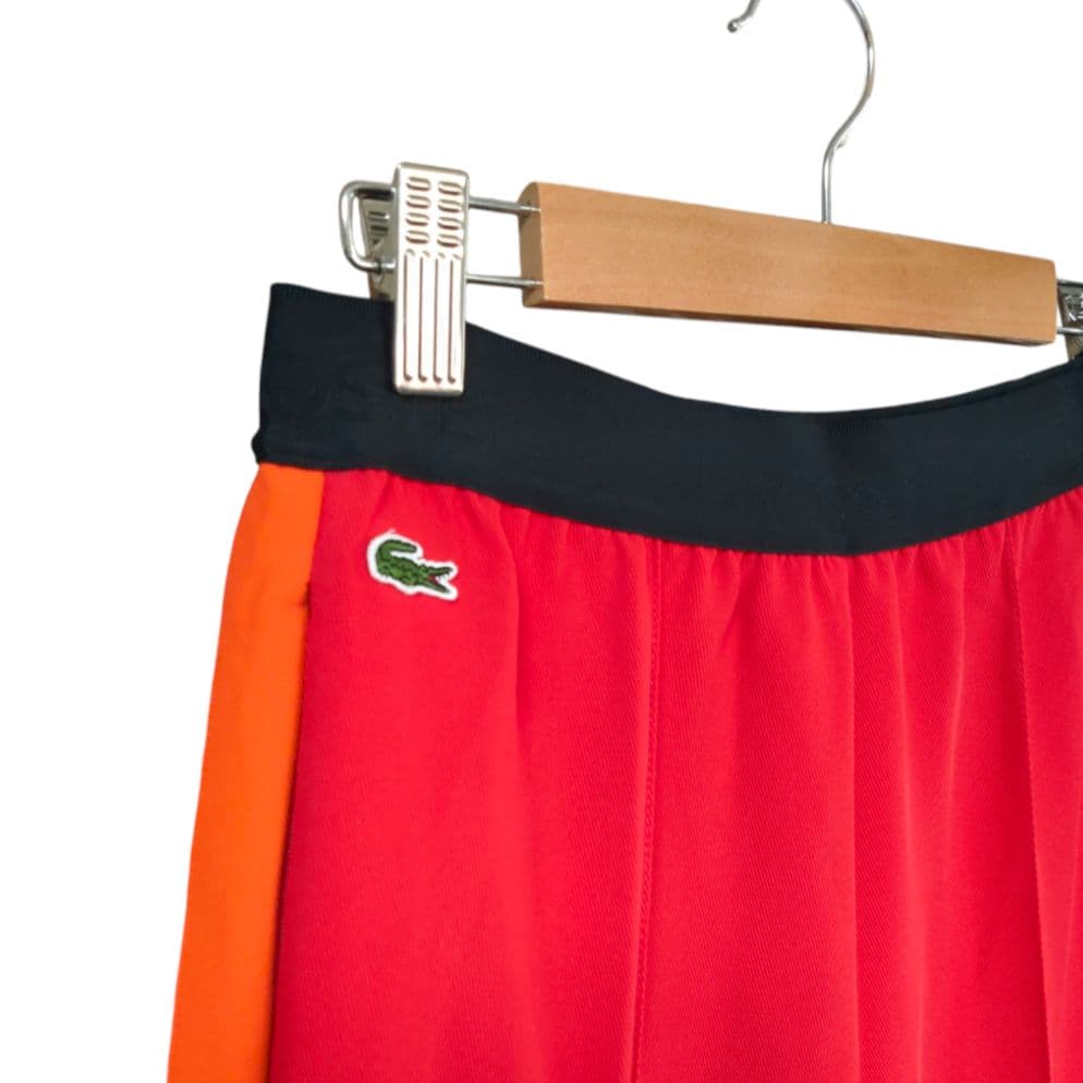 新品 LACOSTE レディースジャージ サイドライン ワイドトラックパンツ