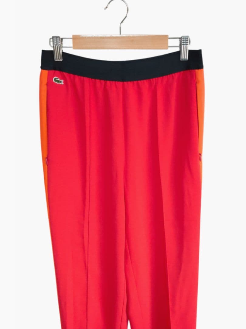 新品 LACOSTE レディースジャージ サイドライン ワイドトラックパンツ