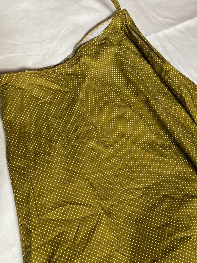 フラメンコペチコート　フリル付きオリーブグリーンドット