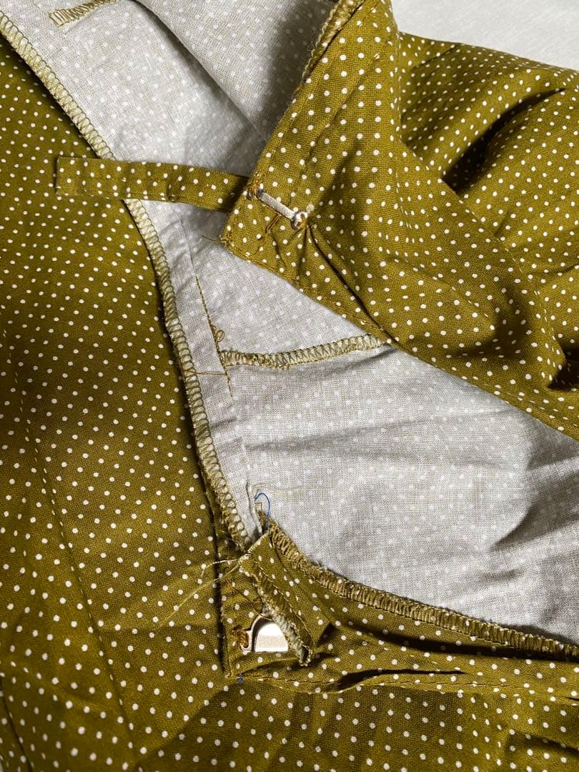 フラメンコペチコート　フリル付きオリーブグリーンドット