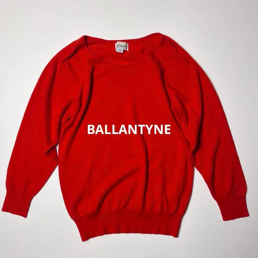 バランタイン カシミヤ100% ニット 赤 M スコットランド製 上質 旧タグ