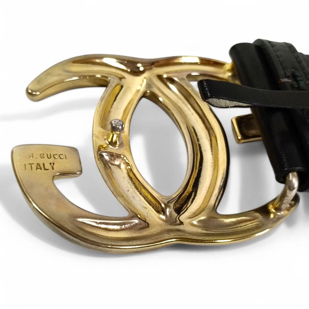 美品 正規品 GUCCI グッチ GG インターロッキング ベルト ゴールド 革