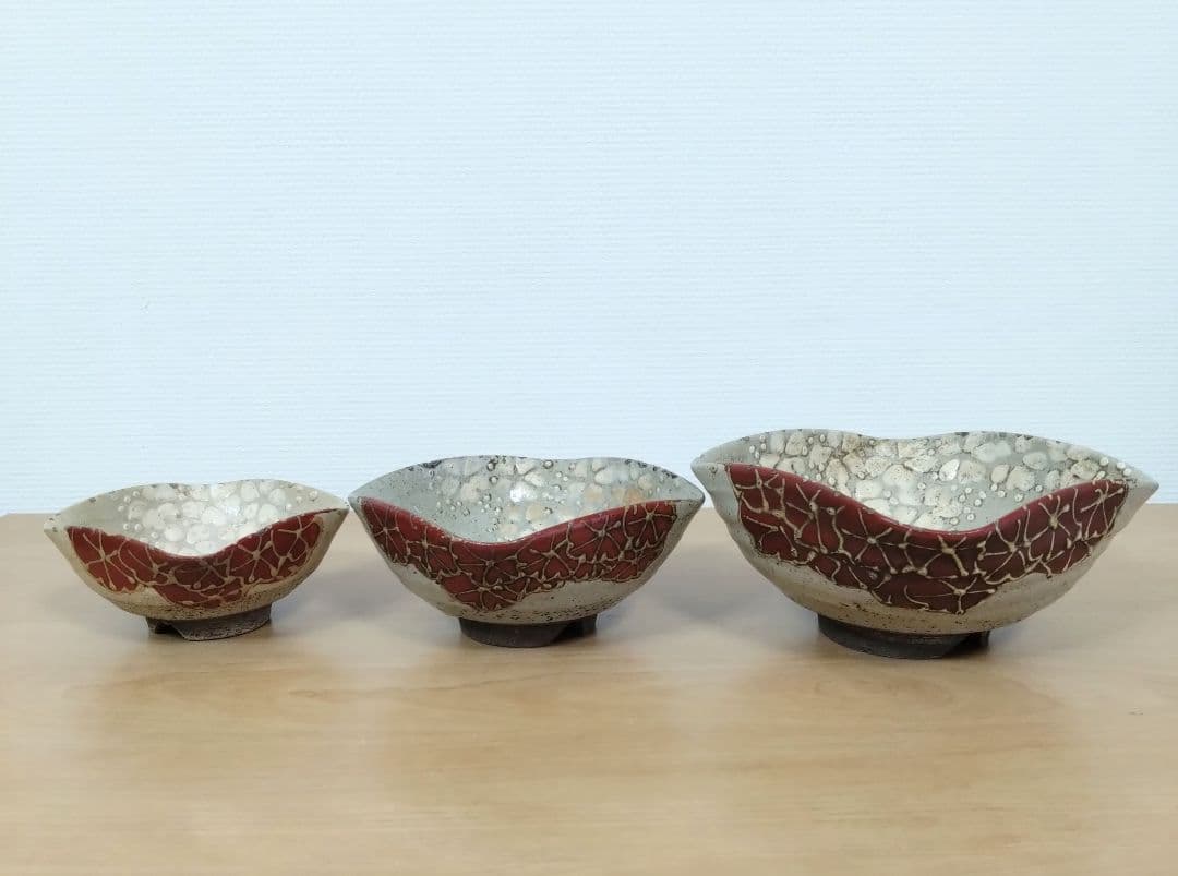 京焼 清水七兵衛作 三ツ組 向付け 清水七兵衛七角