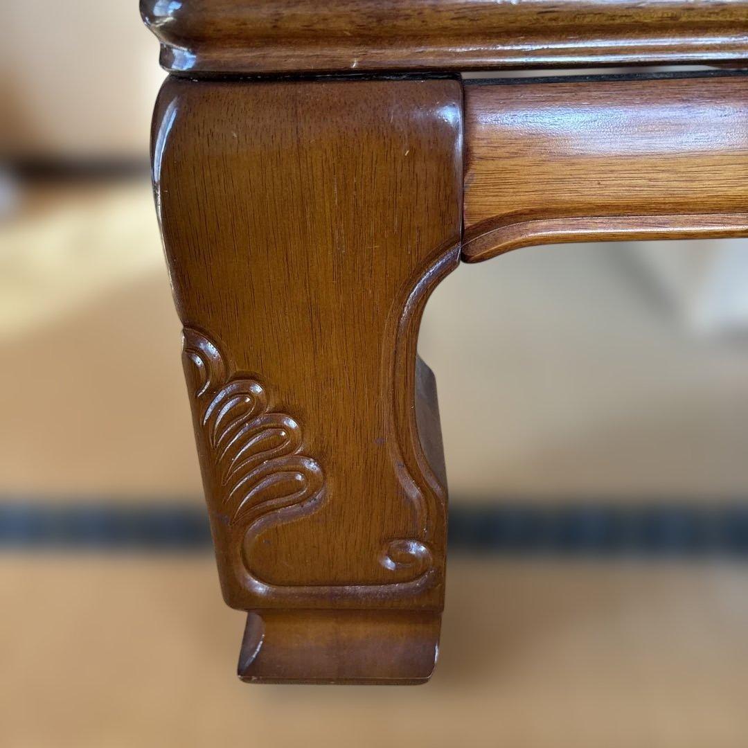 木製彫刻入り　家具調こたつ