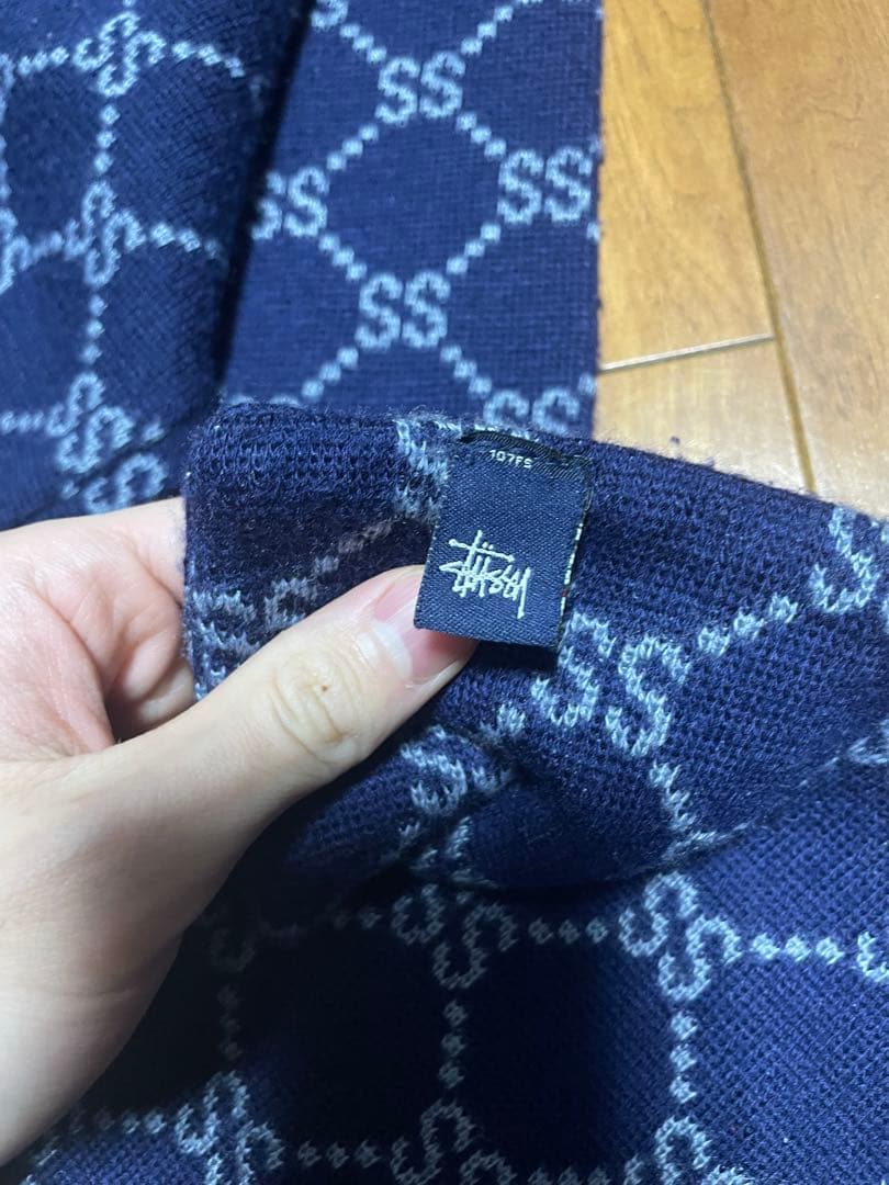 90s old stussy マフラー　モノグラム　紺タグ