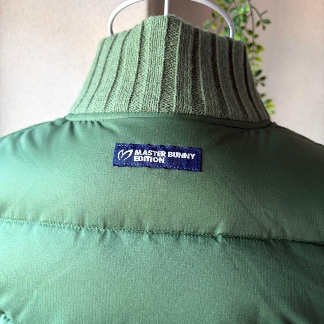 美品　マスターバニー　ダウンフェザー　異素材ニット袖　カーキ　軽くて暖か　M