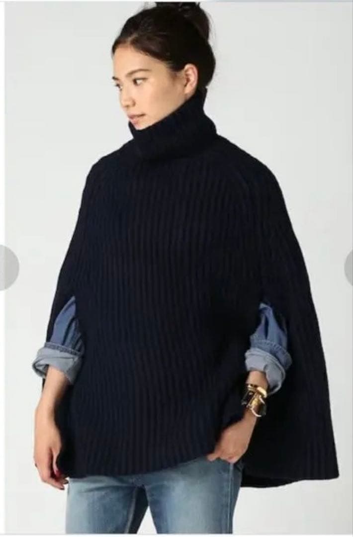 MADISON BLUE マディソンブルー リブタートルニットポンチョ