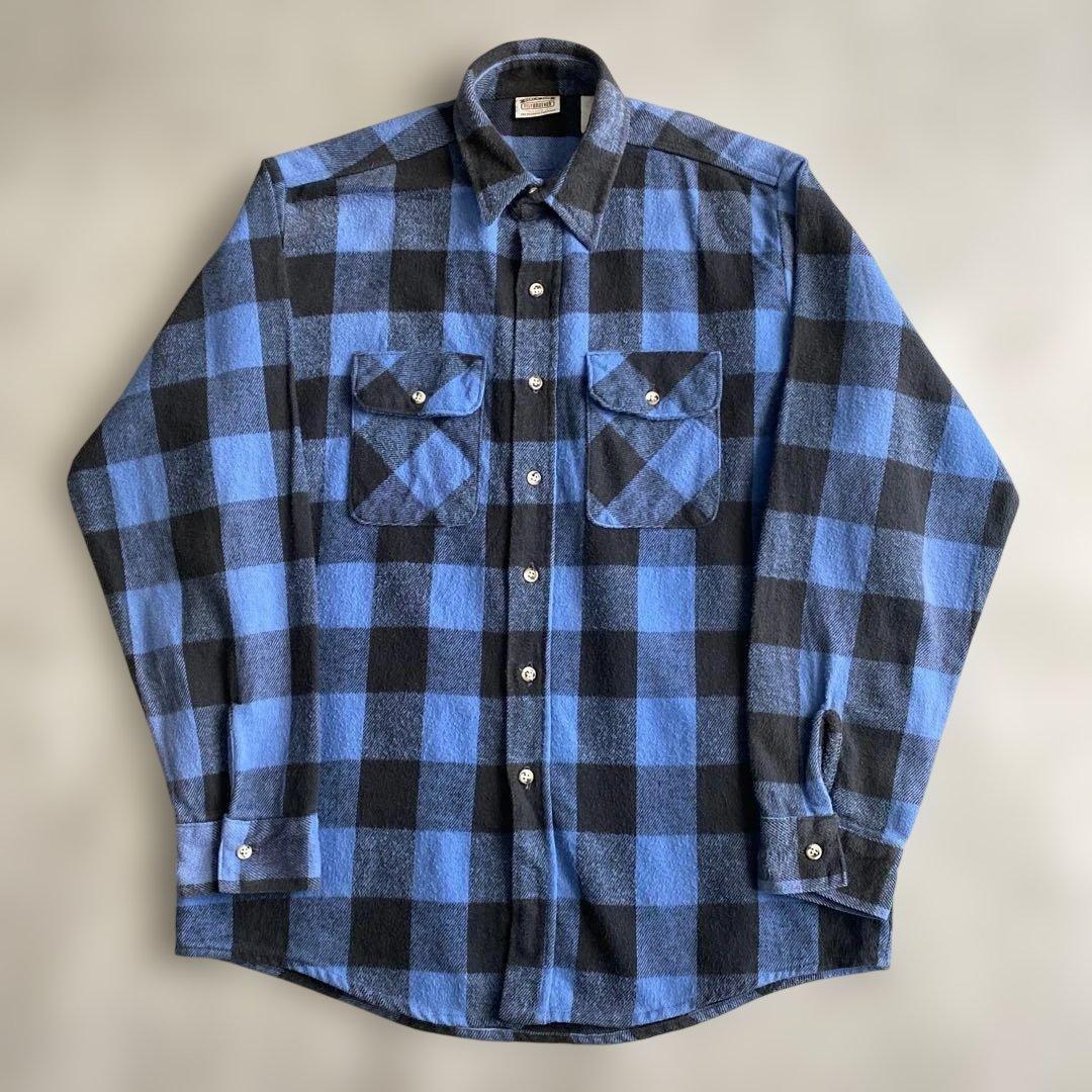 90sファイブブラザーFIVEBROTHERネルシャツUSA製Lブルー×ブラック