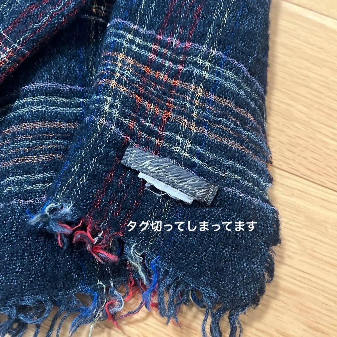 ファリエロサルティ　ネイビー チェック柄 ストール