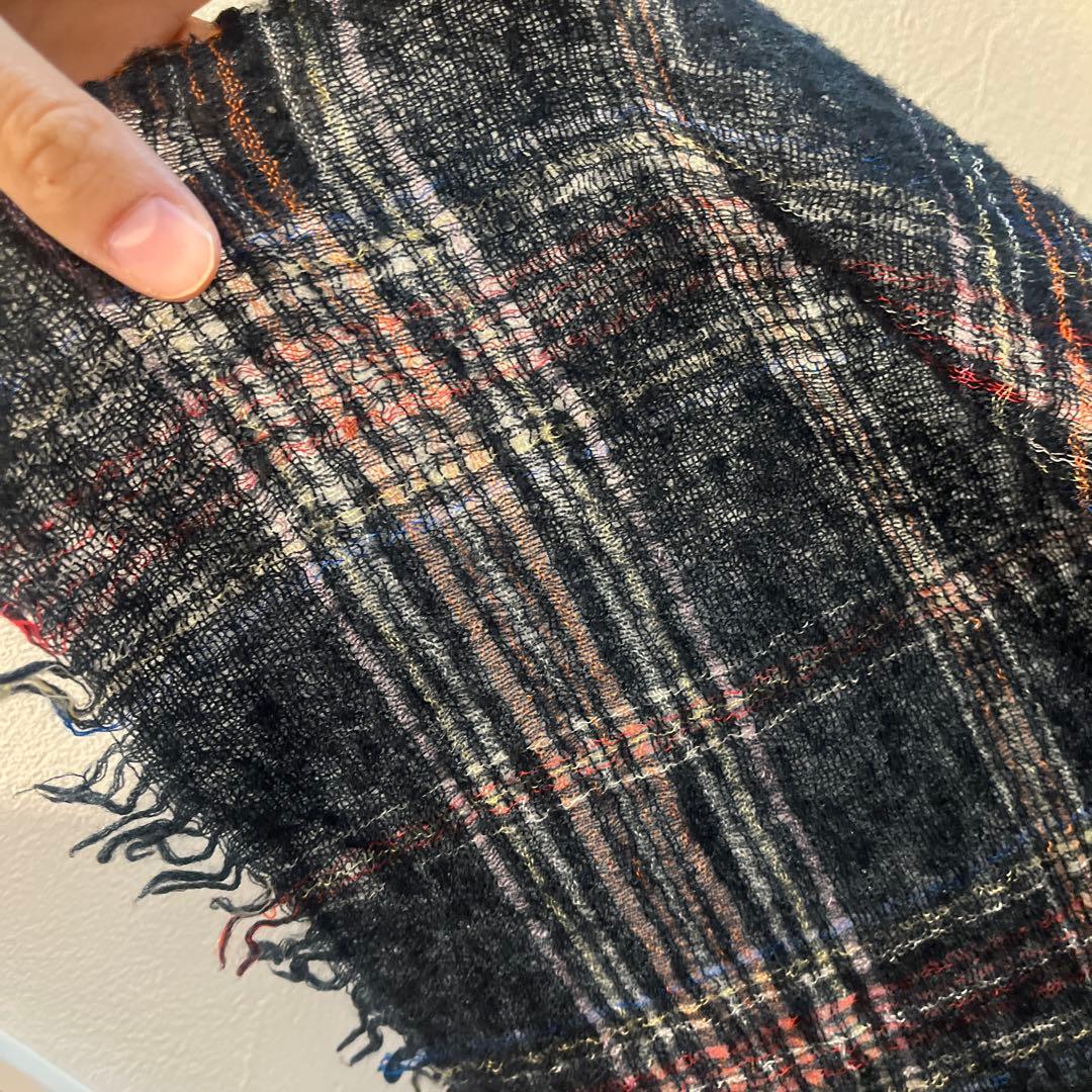 ファリエロサルティ　ネイビー チェック柄 ストール