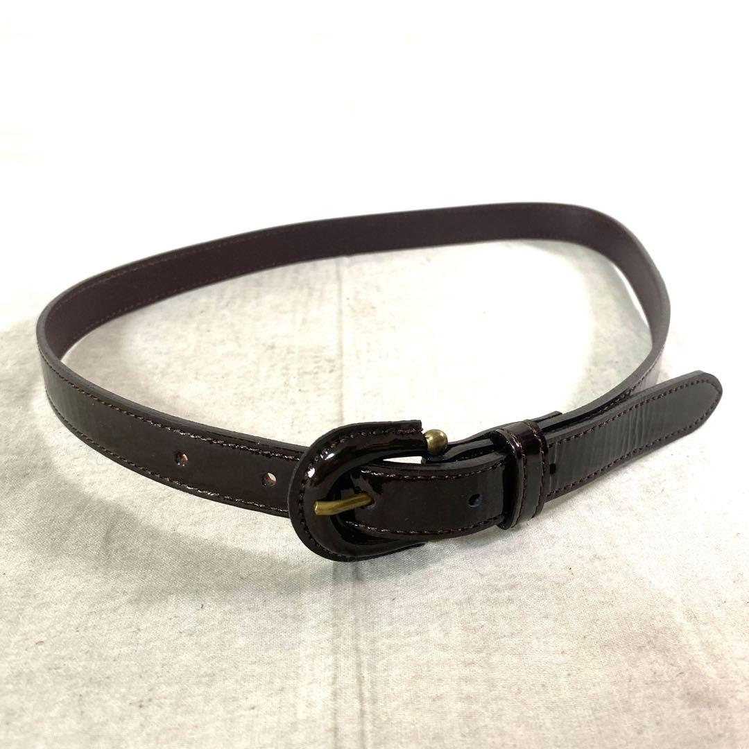 お3☆ BURBERRY ベルト エナメル レディース ブラック