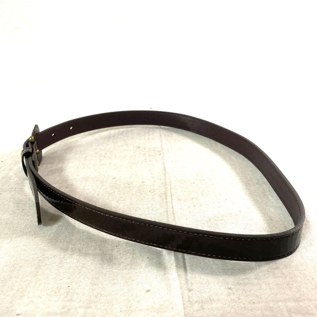 お3☆ BURBERRY ベルト エナメル レディース ブラック