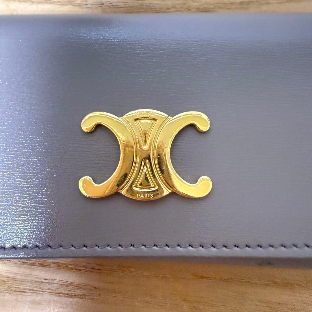 CELINE グレー レザー キーケース