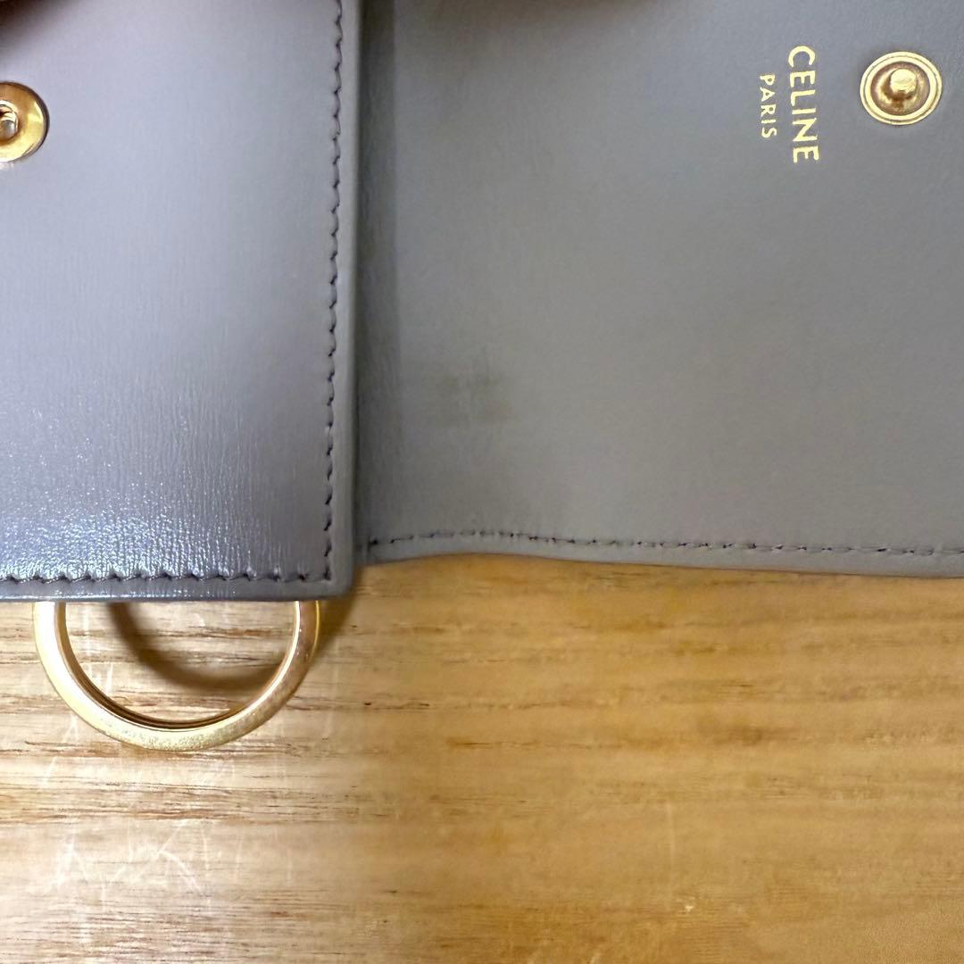 CELINE グレー レザー キーケース
