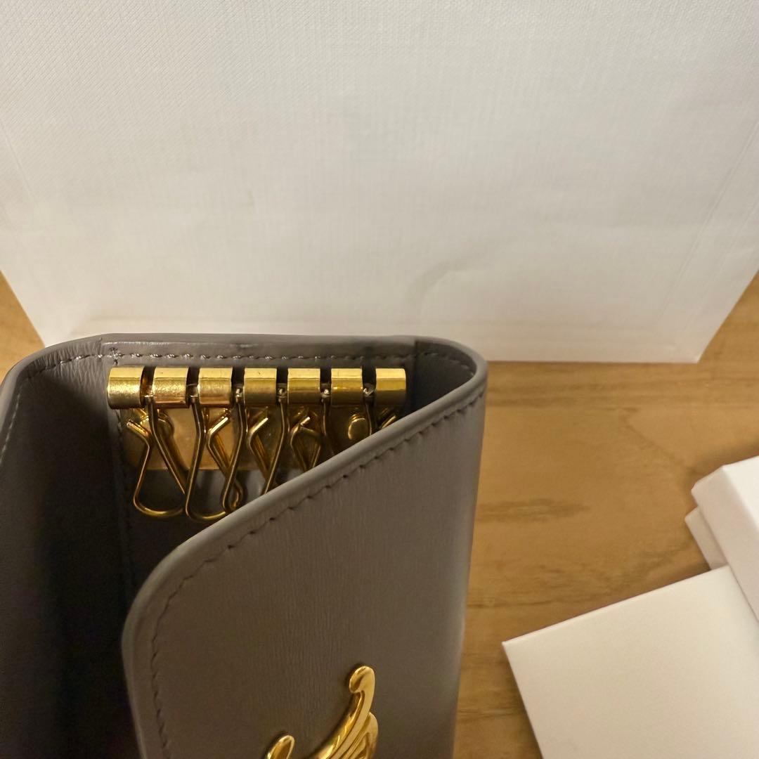 CELINE グレー レザー キーケース