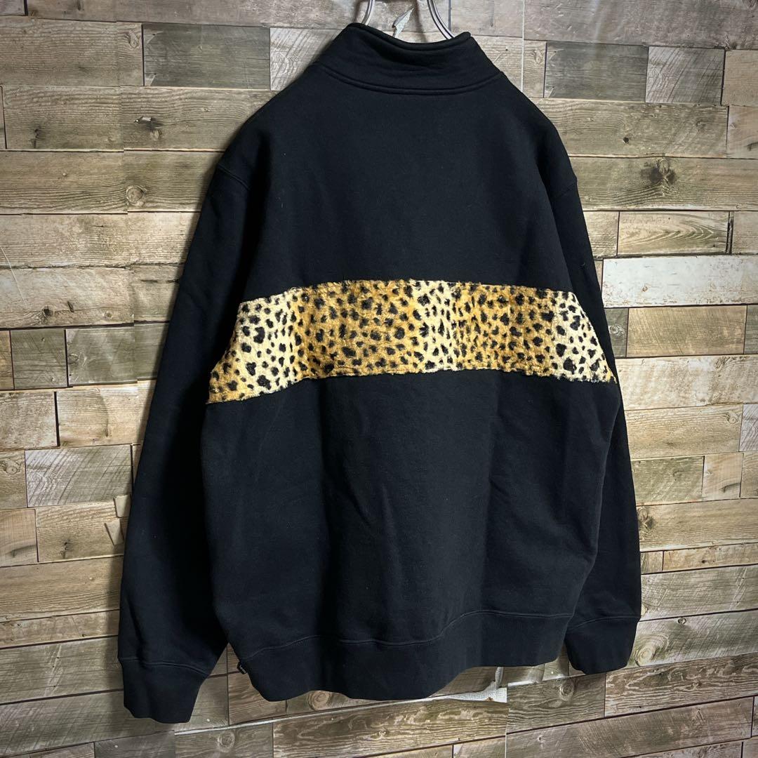コムドットゆうた supreme スウェットハーフジップ レオパード 刺繍ロゴ