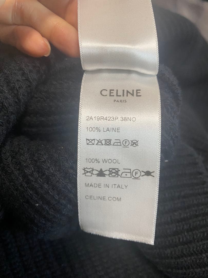 CELINE セリーヌ 現行 ロゴパッチ リブ編み オーバーサイズ ニット S
