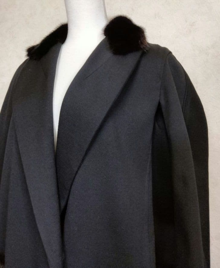 イヴサンローラン ロングコート ブラック F36 ファー襟 ウール