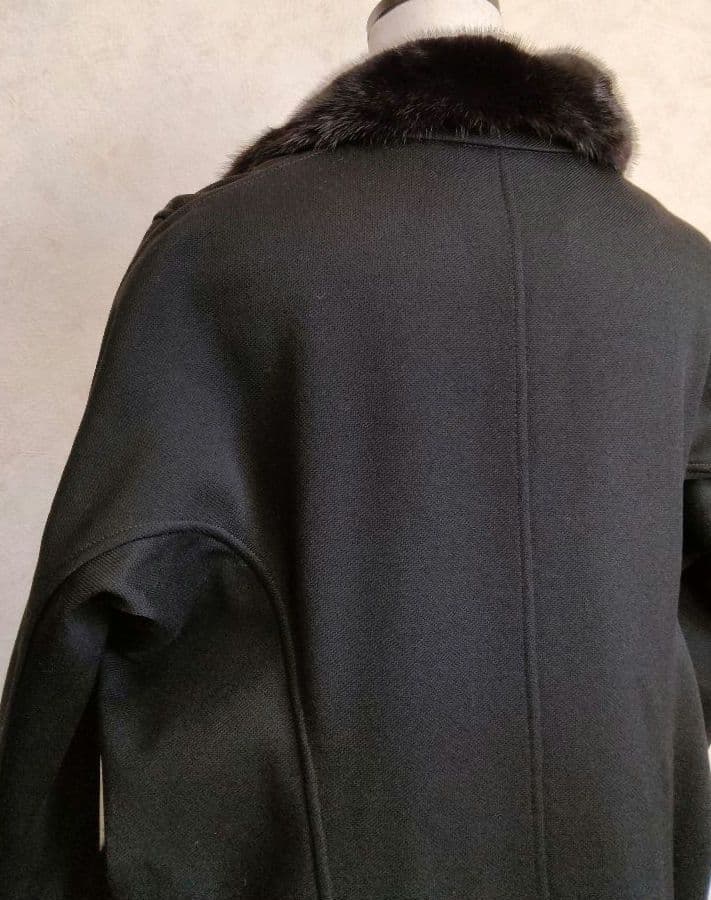 イヴサンローラン ロングコート ブラック F36 ファー襟 ウール