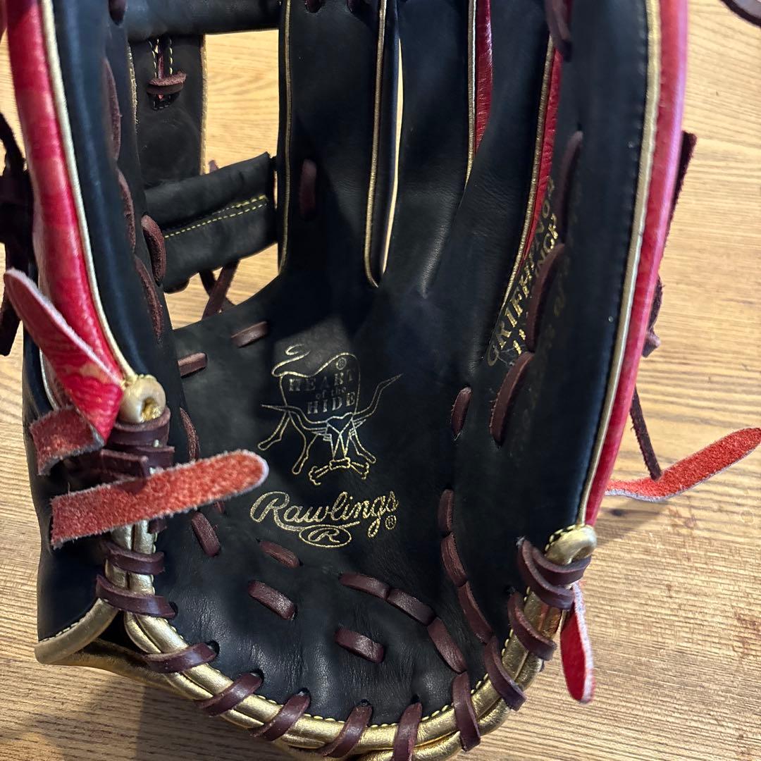 Rawlings 硬式グローブ 黒/赤/金