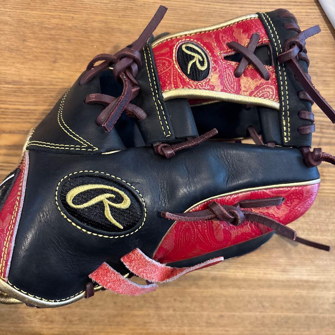 Rawlings 硬式グローブ 黒/赤/金