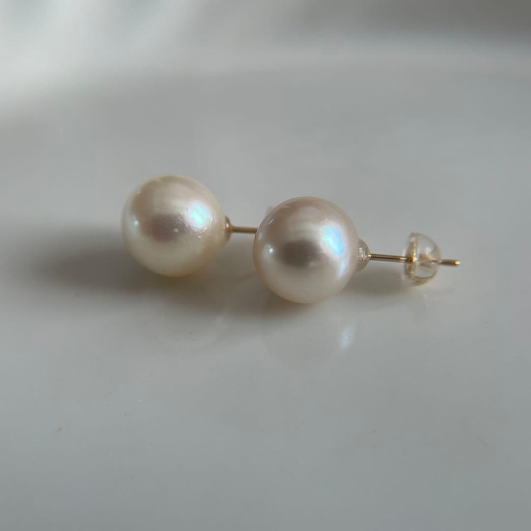 宇和島産 あこや本真珠 大珠 パール ピアス 金具K18 イエローゴールド