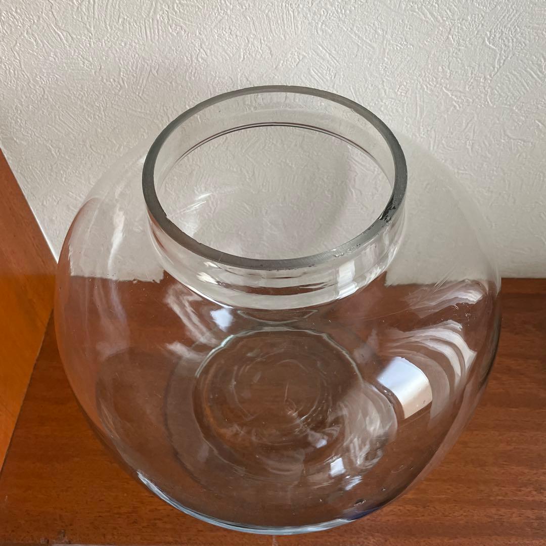 大きなガラスキャニスター 蓋付き 地球瓶 脚付き