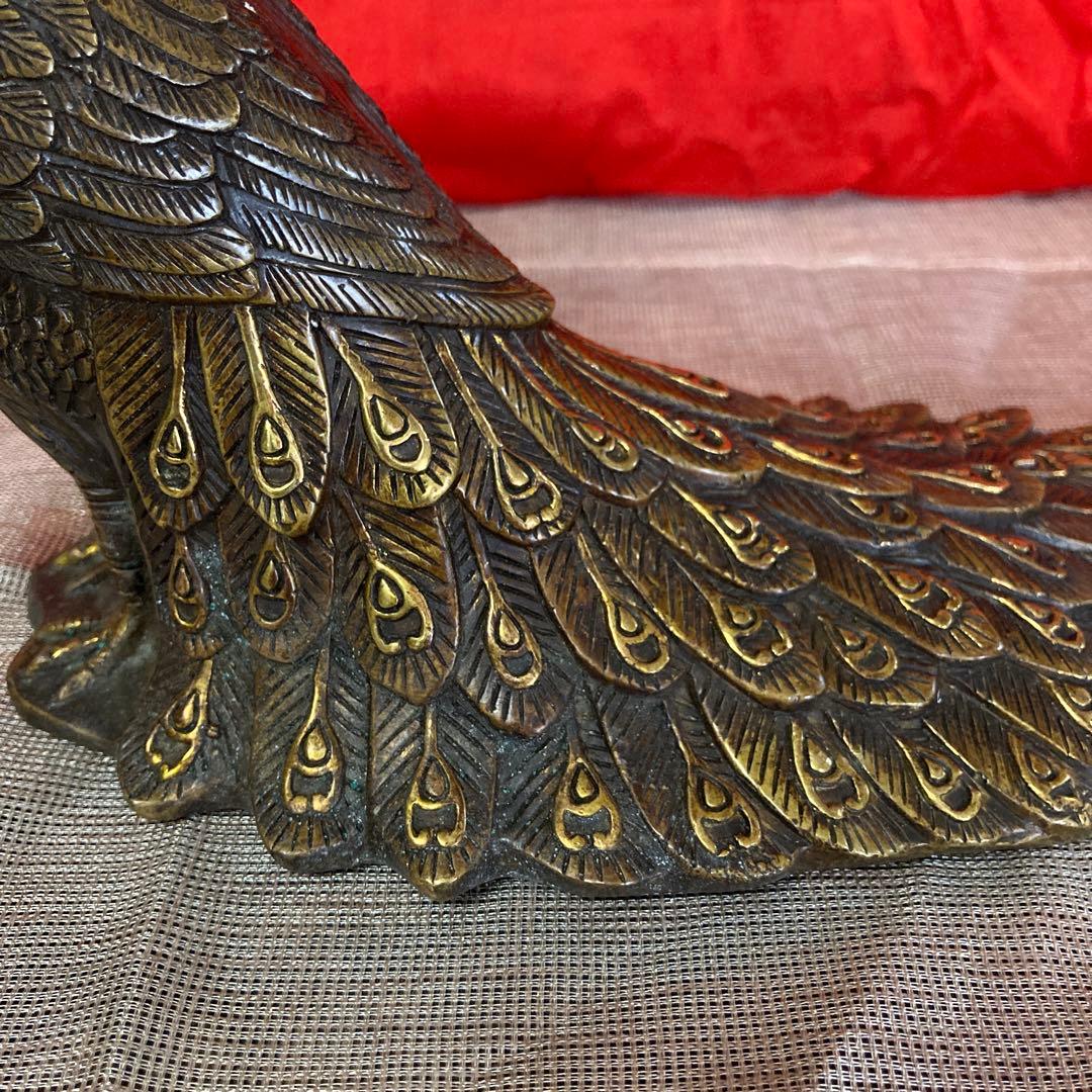 中国 古銅 孔雀像 置物 細密オブジェ 乾隆年製銘の通販はau PAY