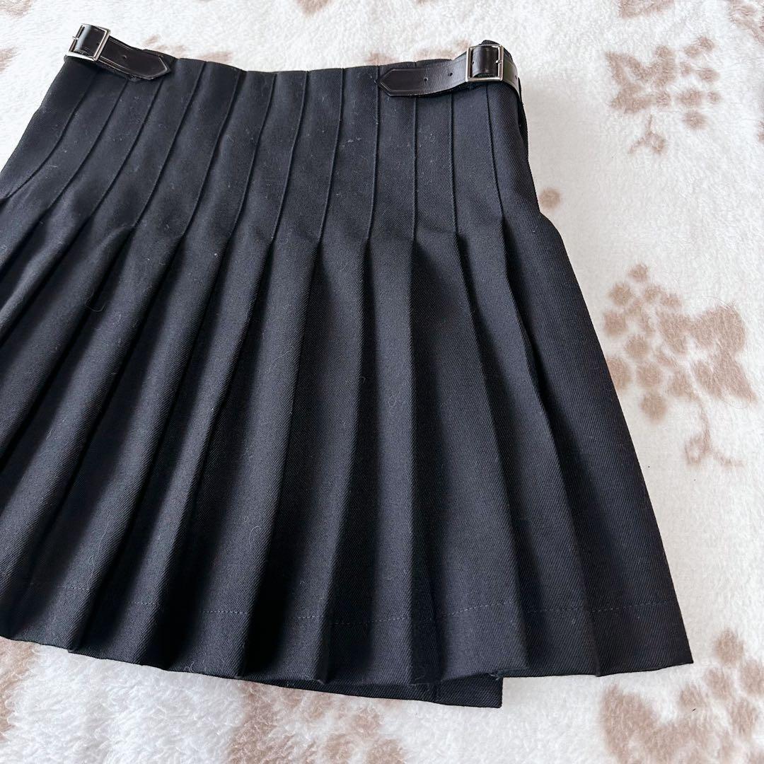 コムデギャルソンシャツ プリーツ ミニスカート ラップ ベルト レザー