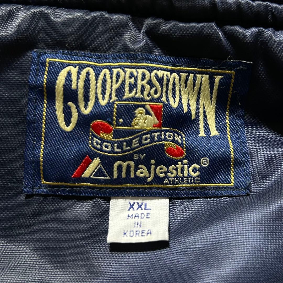 MLBヤンキースナイロンスタジャンビッグロゴ刺繍ワッペンクーパーズタウン古着
