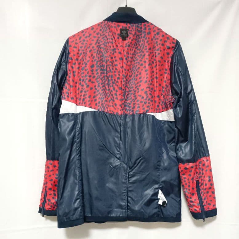 希少美品 アディダス 上下セットアップ Lサイズ ネイビー 裏地ヒョウ柄