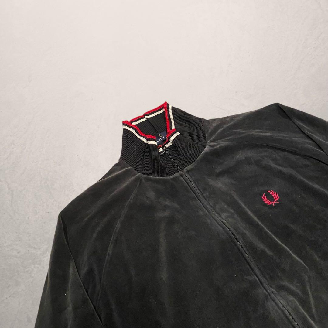 FRED PERRY トラックジャケット ベロア L ヒットユニオン 黒 刺繍