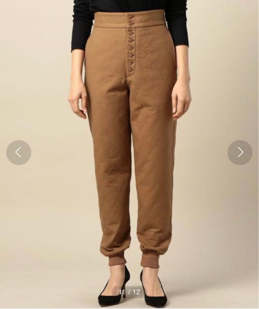 6 rokuロク キルティングジョガーパンツ 前ボタン 38 新品 ピンク